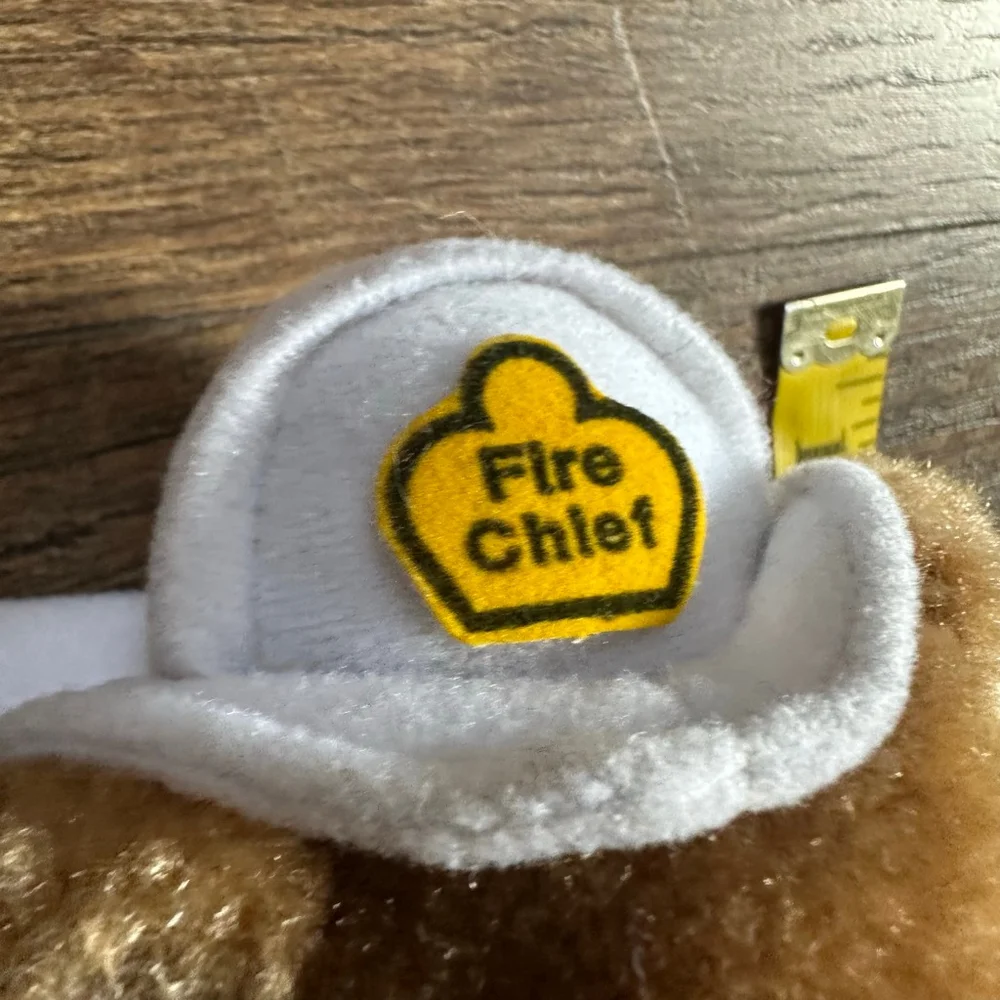Baby Allentown Toy Mfg. Co. Stuffed Animal Brown White Fire Chief Bear One Size